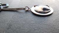 Dendritic Agate Feathers Oxidized Sterling Silver 14K Gold Mixed Metal Pendant Necklace