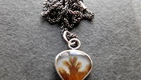 Dendritic Agate Desert Landscape Sterling Silver 14K Gold Pendant Minimalist Necklace