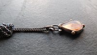 Orange Fall Foliage Dendritic Agate Scenic Stone Sterling Silver 14K Gold Minimalist Pendant Necklace