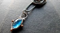 London Blue Topaz Sterling Silver 14K Gold Minimalist Pendant Necklace
