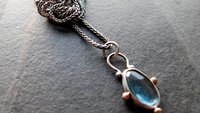London Blue Topaz Sterling Silver 14K Gold Minimalist Pendant Necklace
