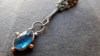 Teal Moss Kyanite Sterling Silver 14K Gold Minimalist Pendant Necklace