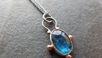 Teal Moss Kyanite Sterling Silver 14K Gold Minimalist Pendant Necklace