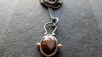 Chocolate Brown Sapphire Sterling Silver 14K Gold Minimalist Pendant Necklace