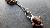 Chocolate Brown Sapphire Sterling Silver 14K Gold Minimalist Pendant Necklace