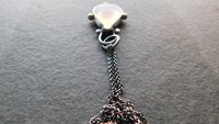 Orange Fall Foliage Dendritic Agate Scenic Stone Sterling Silver 14K Gold Minimalist Pendant Necklace