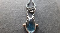 London Blue Topaz Sterling Silver 14K Gold Minimalist Pendant Necklace