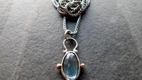 London Blue Topaz Sterling Silver 14K Gold Minimalist Pendant Necklace