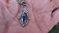London Blue Topaz Sterling Silver 14K Gold Minimalist Pendant Necklace