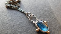 Teal Moss Kyanite Sterling Silver 14K Gold Minimalist Pendant Necklace