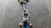 Teal Moss Kyanite Sterling Silver 14K Gold Minimalist Pendant Necklace
