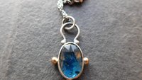 Teal Moss Kyanite Sterling Silver 14K Gold Minimalist Pendant Necklace
