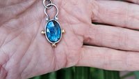 Teal Moss Kyanite Sterling Silver 14K Gold Minimalist Pendant Necklace