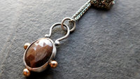 Chocolate Brown Sapphire Sterling Silver 14K Gold Minimalist Pendant Necklace