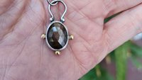 Chocolate Brown Sapphire Sterling Silver 14K Gold Minimalist Pendant Necklace