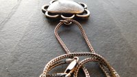 Fossil Clam Shell Scalloped Edge Oxidized Sterling Silver Pendant Necklace