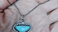 Royston American Turquoise Oxidized Sterling Silver Rope Trim Dainty Pendant Necklace