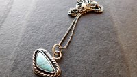 Royston American Turquoise Oxidized Sterling Silver Rope Trim Dainty Pendant Necklace
