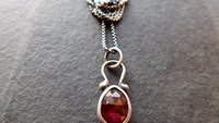 Rosecut Dark Burgundy Wine Garnet Sterling Silver 14K Gold Minimalist Pendant Necklace