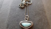 Royston American Turquoise Oxidized Sterling Silver Rope Trim Dainty Pendant Necklace