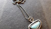 Royston American Turquoise Oxidized Sterling Silver Rope Trim Dainty Pendant Necklace