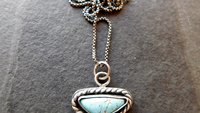 Royston American Turquoise Oxidized Sterling Silver Rope Trim Dainty Pendant Necklace