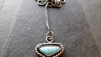 Royston American Turquoise Oxidized Sterling Silver Rope Trim Dainty Pendant Necklace