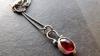 Rosecut Dark Burgundy Wine Garnet Sterling Silver 14K Gold Minimalist Pendant Necklace
