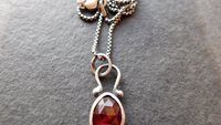 Rosecut Dark Burgundy Wine Garnet Sterling Silver 14K Gold Minimalist Pendant Necklace