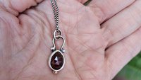 Rosecut Dark Burgundy Wine Garnet Sterling Silver 14K Gold Minimalist Pendant Necklace