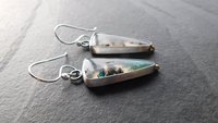 Chrysocolla Malachite With Copper Confetti Stones Sterling Silver 14K Gold Accent Dangle Earrings