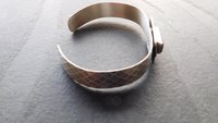 Deep Green Tourmaline Raw Mineral Oxidized Sterling Silver Diamond Patterned Cuff Bracelet