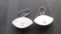 Green Ocean Jasper Eye Sterling Silver Stamped Dangle Earrings