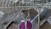 Rosecut Ruby Oxidized Sterling Silver Swing Hinge Dangle Earrings