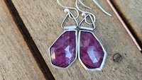 Rosecut Ruby Oxidized Sterling Silver Swing Hinge Dangle Earrings