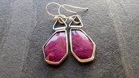 Rosecut Ruby Oxidized Sterling Silver Swing Hinge Dangle Earrings