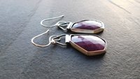 Rosecut Ruby Oxidized Sterling Silver Swing Hinge Dangle Earrings