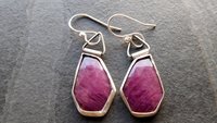 Rosecut Ruby Oxidized Sterling Silver Swing Hinge Dangle Earrings