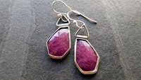 Rosecut Ruby Oxidized Sterling Silver Swing Hinge Dangle Earrings