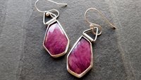 Rosecut Ruby Oxidized Sterling Silver Swing Hinge Dangle Earrings