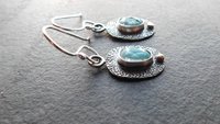 Pale Blue Aquamarine Textured Sterling Silver 14K Gold Lightweight Everyday Dangle Earrings