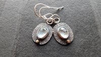Pale Blue Aquamarine Textured Sterling Silver 14K Gold Lightweight Everyday Dangle Earrings
