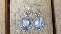 Pale Blue Aquamarine Textured Sterling Silver 14K Gold Lightweight Everyday Dangle Earrings