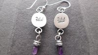Deep Red Rosecut Garnet Tiny Amethyst Quartz Crystal Point Stamped Sterling Silver Multi Stone Dangle Earrings