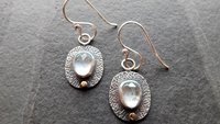 Pale Blue Aquamarine Textured Sterling Silver 14K Gold Lightweight Everyday Dangle Earrings