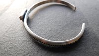 Deep Teal Indicolite Tourmaline Raw Crystal Textured Line Sterling Silver Skinny Stacking Cuff Bracelet