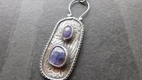Tanzanite Multi Stone Patterned Sterling Silver Pendant Necklace