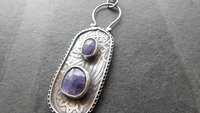 Tanzanite Multi Stone Patterned Sterling Silver Pendant Necklace