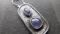 Tanzanite Multi Stone Patterned Sterling Silver Pendant Necklace