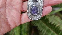 Tanzanite Multi Stone Patterned Sterling Silver Pendant Necklace
